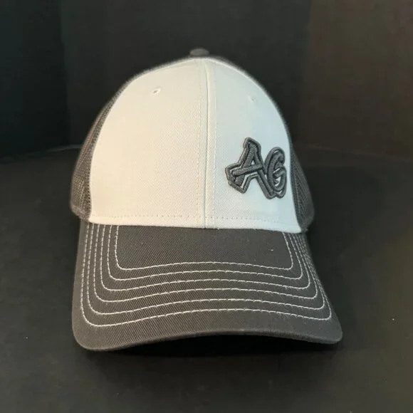 AG Logo Trucker Hat Adjustable Snapback OTTO Brand Gray & White - Picture 1 of 6